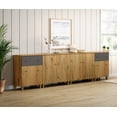 thumbnail image 1 of WAMPAT Sideboards Buffet Cabinet, 4-in-1 Wood Wide Credenza Storage Cabinet with 6 Doors and 2 Drawers, Modern Kitchen Coffee Bar Table with Storage Shelves for Living Room Dining Room, Oak Brown, 1 of 8