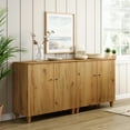 thumbnail image 1 of WAMPAT Sideboards Buffet Cabinets, 70.8" Wide Wooden Credenza Storage Cabinet with 4 Doors, 2-in-1 Modern Kitchen Accent Cabinets with 6 Compartments for Living Room, Hallway, Oak Brown, 1 of 7