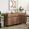 thumbnail image 1 of WAMPAT Storage Cabinet, 2 in 1 Modern Sideboard with Adjustable Shelves and Metal Base, Coffee Bar Cabinet for Living Room, Dining Room, Brown, 1 of 6