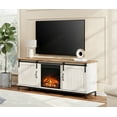thumbnail image 1 of WAMPAT TV Stand with 18'' Electric Fireplace for 65 75 Inch TV, Farmhose Entertainment Center with Sliding Barn Door, Fireplace Storage Cabinet Wood Media Console Table for Living Room, White, 1 of 9