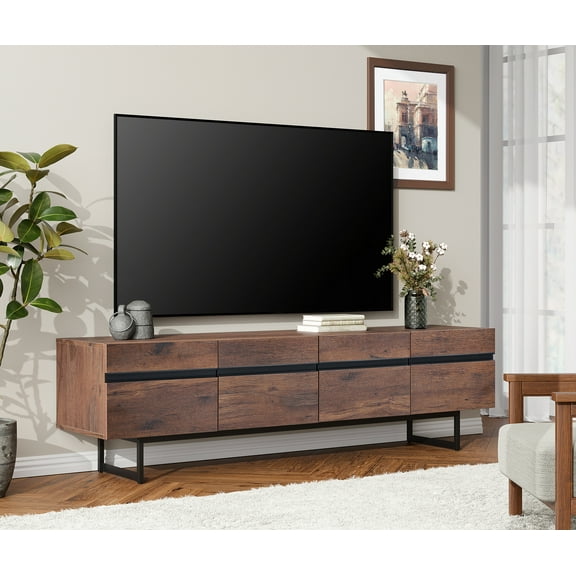 WAMPAT TV Stand for Up to 75 Inch TV Modern Entertainment Center with Storage Cabinets Media Console for Living Room