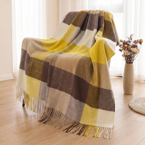 WAMSOFT Pure Wool Throw Blanket Knee Rug Warm Soft 83" x 55"for Couch Bed Camping throws blankets,1.9lb