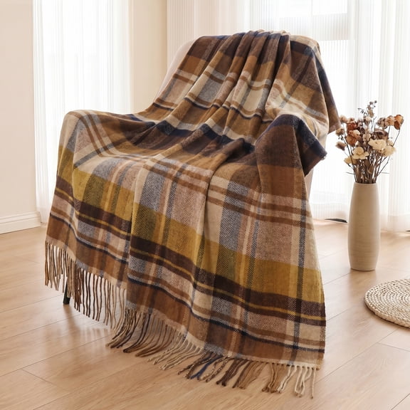 WAMSOFT Pure Wool Throw Blanket Knee Rug Warm Soft 83" x 55"for Couch Bed Camping throws blankets,1.9lb