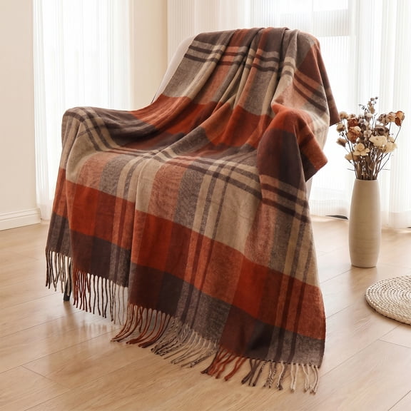 WAMSOFT Pure Wool Throw Blanket Knee Rug Warm Soft 83" x 55"for Couch Bed Camping throws blankets,1.9lb