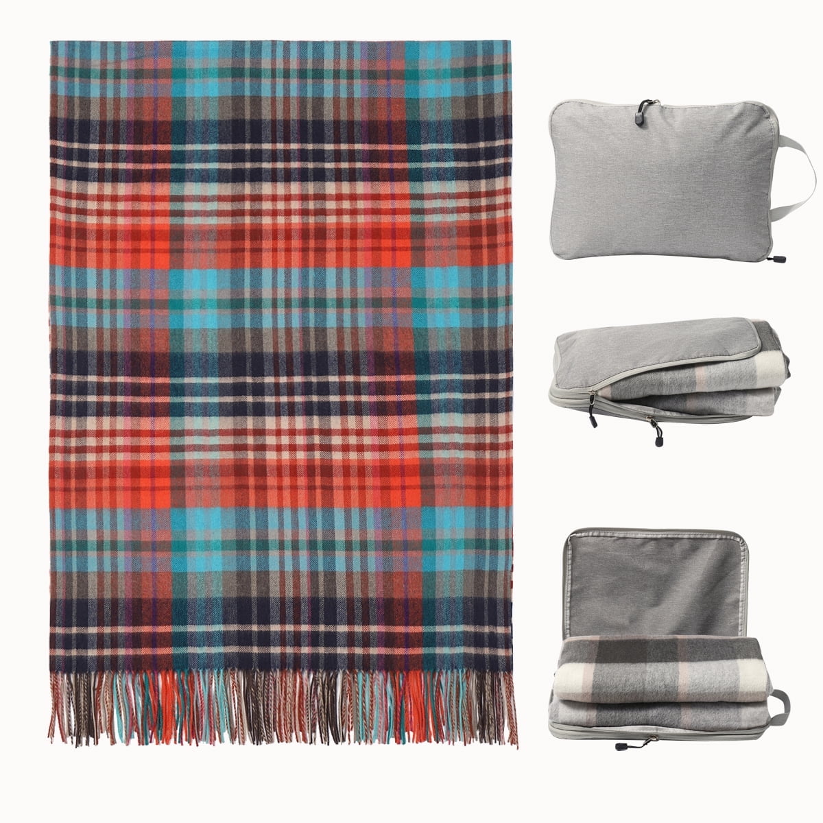 WAMSOFT Pure Wool Throw Blanket Knee Rug Warm Soft 83" x 55"for Couch Bed Camping throws blankets,1.5lb