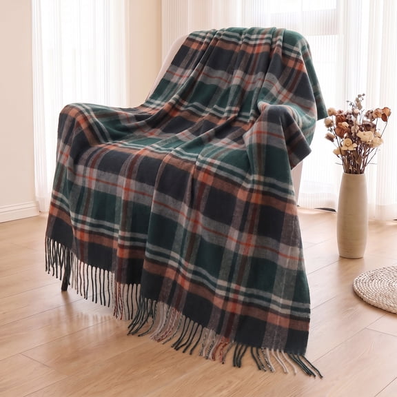 WAMSOFT Pure Wool Throw Blanket Knee Rug Warm Soft 83" x 55"for Couch Bed Camping throws blankets,1.5lb