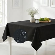 WAMSOFT Rectangle Tablecloth Heavy Duty Fabric Water Resistant for Dining Tablecloths Washable, Kitchen Tabletop Decoration, Thick Table Cover for Indoor and Outdoor Use, 70 x 54 Inch, black