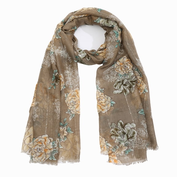 WAMSOFT Women Flower Printing Scarf Shawl Scarf hijab Cotton Feeling Fashion Light Scarf, Large Flowy Thin Scarf, Church Outdoor Shawl Head Wrap, Swimming Cover Beach Dress Spring Gift