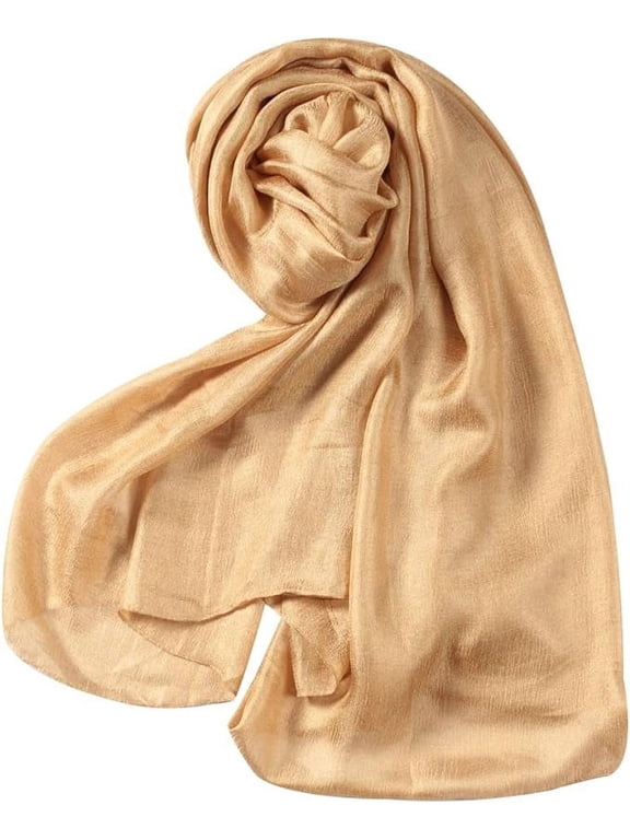 Women Lightweight Scarf Shawl hijab Scarves, Golden
