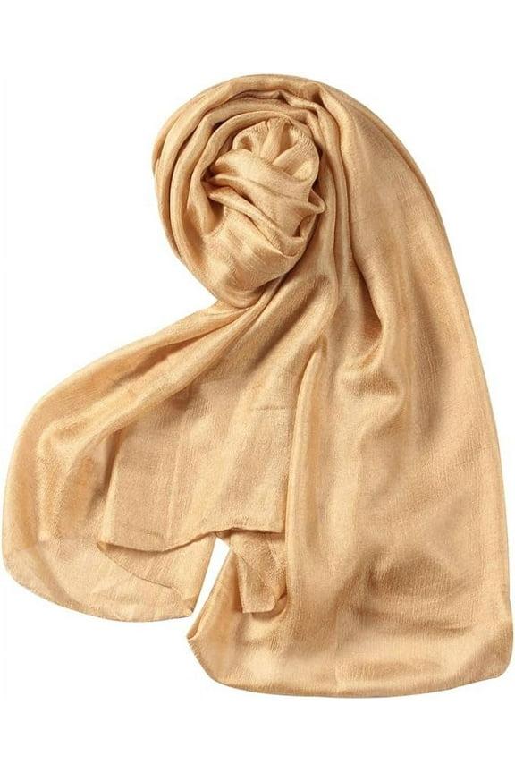 Women Lightweight Scarf Shawl hijab Scarves, Golden