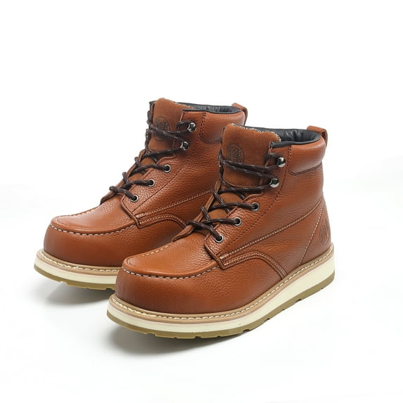 WAMSOFT Work Boots for Men 6" Composite Toe Mens Work Boots, Water-Proof, Non-Slip Oil-Resistant Puncture-Proof Safety EH Moc Toe Construction Work Shoes