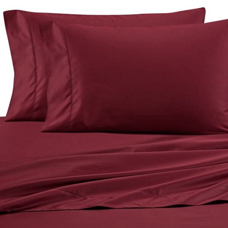 WAMSUTTA 525 THREAD COUNT TWIN OVERSIZED FLAT SHEET BURGUNDY