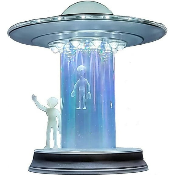 WAN TAI Alien UFO Table Touch Lamp LED Alien Abduction Cool Unique Holographic Dcor Color Changing Futuristic Gift Space Lover Figure Statue Bedroom Living Room Display Exhibit (Galaxy I)
