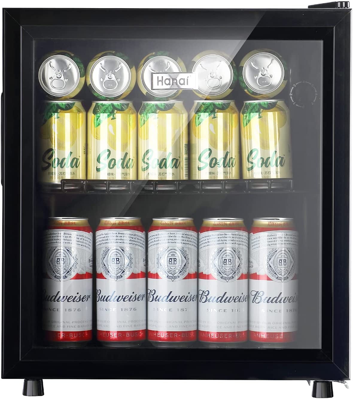 WANAI 1.6Cu.ft Beverage Refrigerator, Mini Fridge with Glass Door, Black