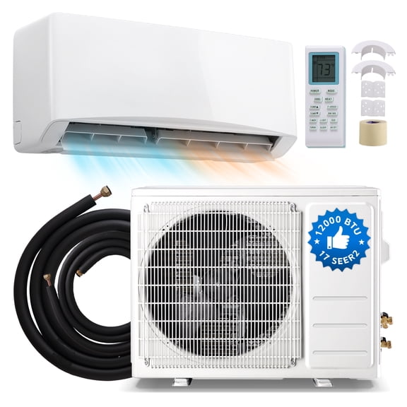 WANAI 12000 BTU Mini Split AC/Heating System, 17 SEER2 115V Indoor & Outdoor Wall-Mounted Units with Remote Control, Installation Kit Included for Home, Office & Bedroom, Up to 750 Sq. Ft. Coverage
