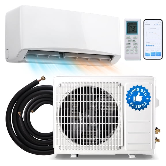 WANAI 12000 BTU Mini Split AC/Heating System, 22 SEER2 230V Indoor & Outdoor Wall-Mounted Units with Remote Control, Installation Kit Included for Home, Office & Bedroom, Up to 750 Sq. Ft. Coverage