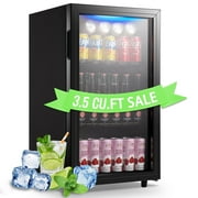 WANAI 125 Can Mini Fridge Glass Door 3.5 Cu.ft Beverage Cooler Refrigerator for Drink Soda Wine