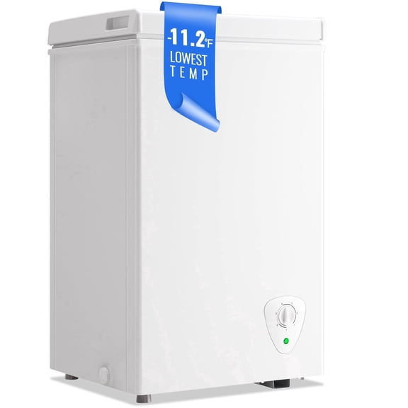 WANAI 2.4 Cubic Feet Chest Freezer White deep Freezer with Adjustable Temp Knob Ideal for Any Room