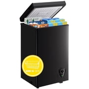 WANAI 60L Chest Freezer with 7 Gears Temp Control, Black Deep Freezers Space-saving two baskets