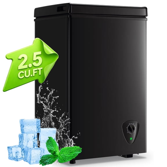 WANAI 2.5 Cubic Chest Freezer, Compact Deep Freezer with Top Open Door and Removable Storage Basket, 7 Gears Temperature Control, Energy Saving, for Office Dorm or Apartment
