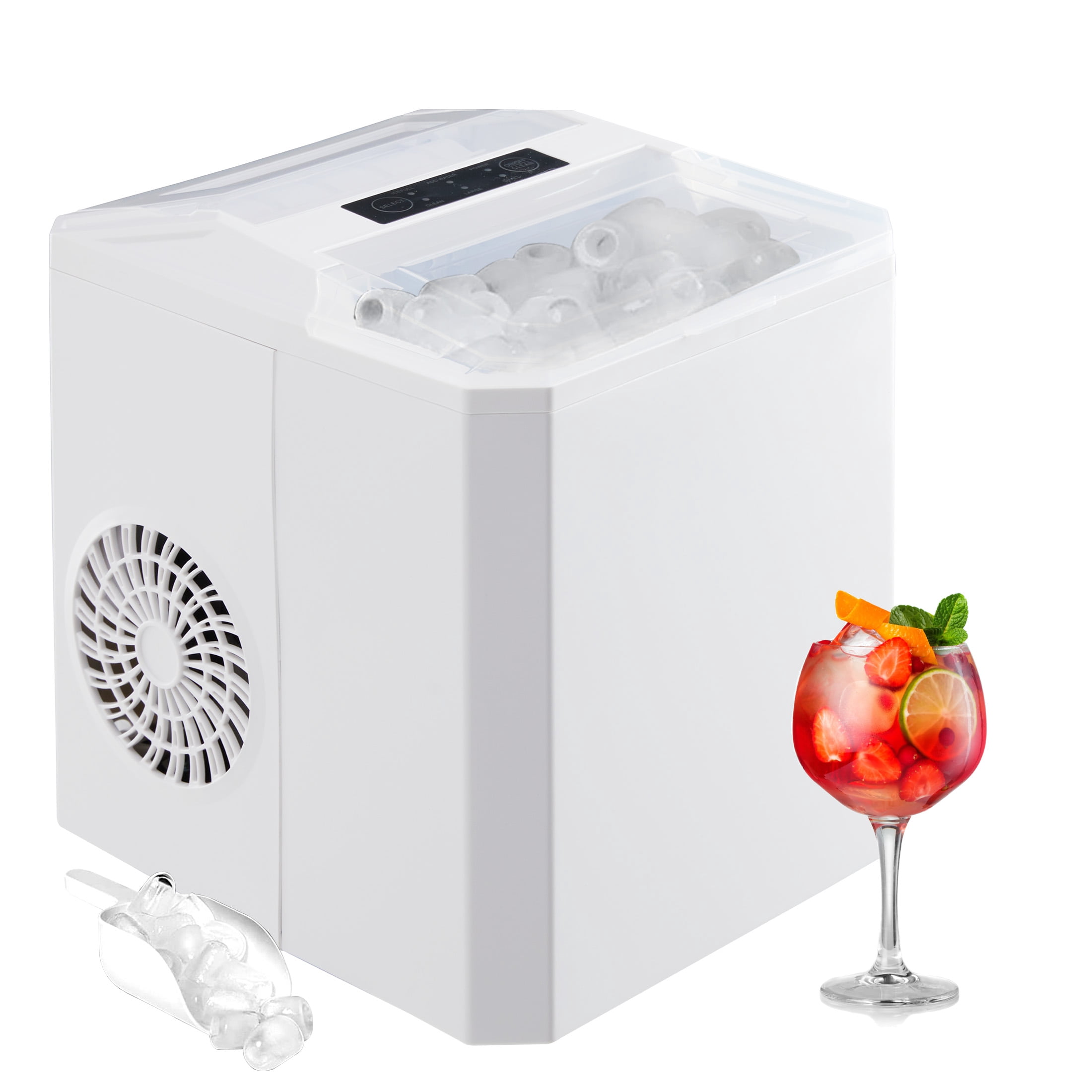 WANAI 26.5 lbs/Day Capacity Portable Ice Maker,Countertop Ice Maker,9 Ice Cubes Ready in 6 Mins, Self-Cleaning,with Basket & Scoop,for Home, Camping,White