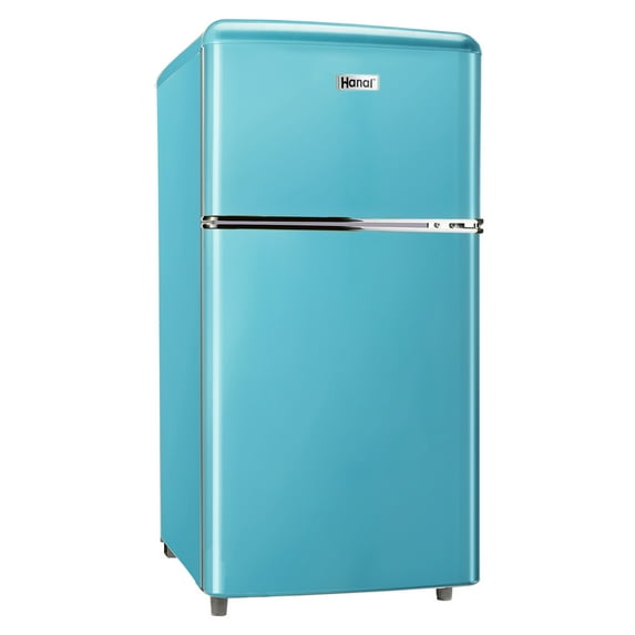 WANAI 3.2 Cu.Ft Compact Refrigerator ,2 Doors Small Refrigerator,Retro Mini fridge with Freezer