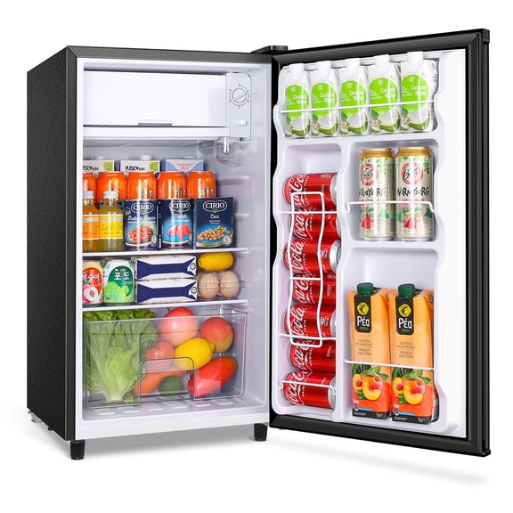 WANAI 3.2 cu.ft Adjustable Temp Single Door Mini Fridge, Black