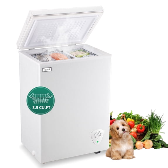 WANAI 3.5 Cu.Ft Chest Freezer,Energy-Saving Small Deep Freezer for Small Spaces,White