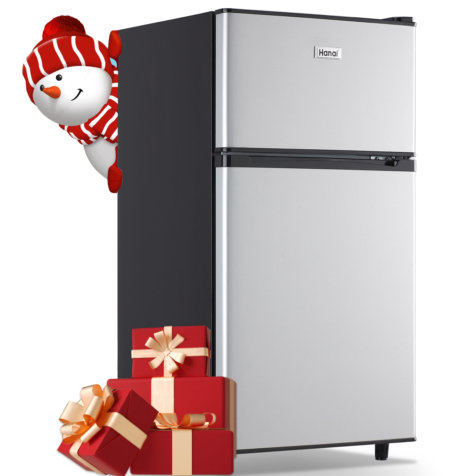  WANAI Mini Fridge with Freezer, 3.5 Cu.Ft Double Door Compact  Refrigerator Freezer-on-Top, Small Freestanding with 7 Adjustable  Thermostat for Bedroom Office Dorm Apartment, Silver : Appliances