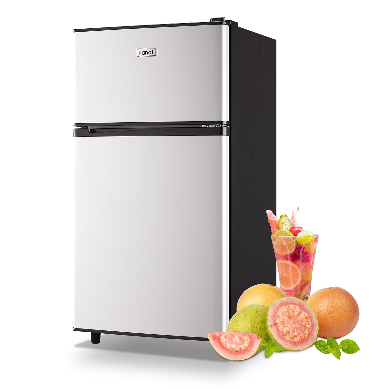 WANAI 3.5 Cu.ft Double Door Mini Fridge with Freezer Side Door Wire