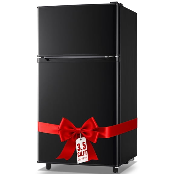 WANAI 3.5 Cu.ft Fridge with Freezer 2 Door Compact Refrigerator with Adjustable Thermostat Black New