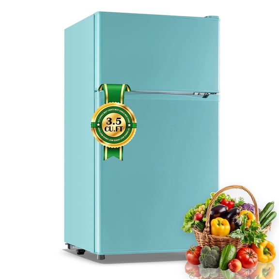 WANAI 3.5 Cu.ft Mini Fridge Compact Refrigerator with Freezer Small Fridge For Bedroom, Office, Kitchen, Apartment, Blue