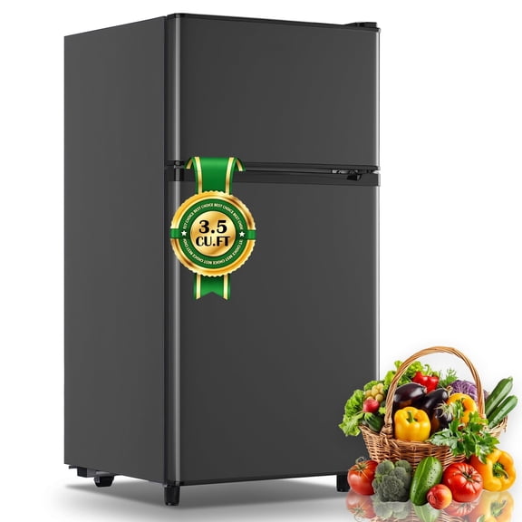 WANAI 3.5 Cu.ft Mini Fridge Compact Refrigerator with Freezer Small Fridge For Bedroom, Office, Kitchen, Apartment, Gray