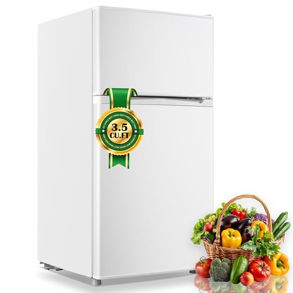 WANAI 3.5 Cu.ft Mini Fridge Compact Refrigerator with Freezer Small Fridge For Bedroom, Office, Kitchen, Apartment, White