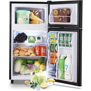 WANAI 3.5 Cu.ft Mini Refrigerator with Freezer 7 Settings Temp Adjustable Large Compact Fridge Black