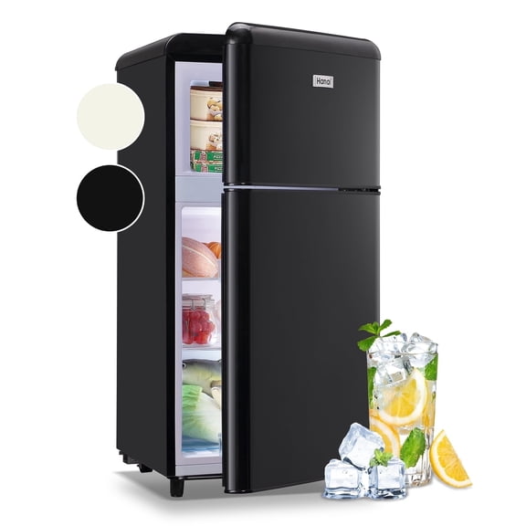 WANAI 3.5 Cu.ft Retro Mini Fridge with Top Freezer Small Refrigerator with 7 Temp Control Black