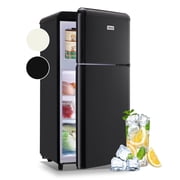 WANAI 3.5 Cu.ft Retro Mini Fridge with Top Freezer Small Refrigerator with 7 Temp Control Black
