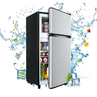 WANAI 3.5 Cu ft Two Door Mini Fridge, Silvery