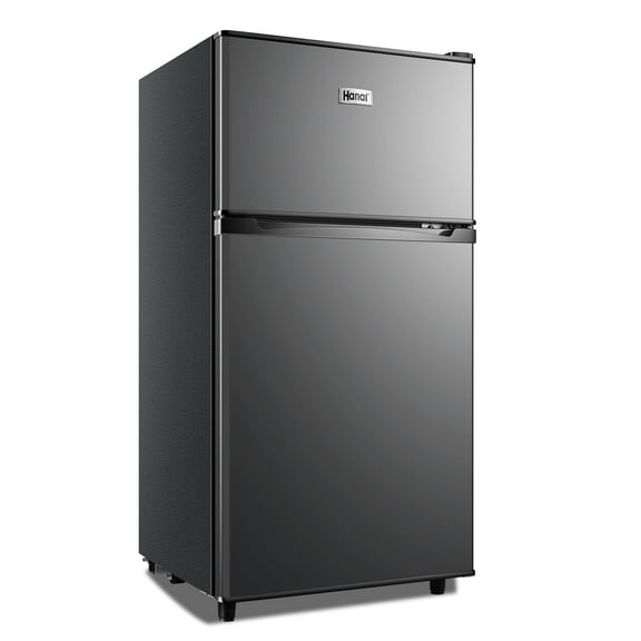 WANAI 3.5 Cu ft Two Door Mini Fridge with Freezer,Apartment Size Refrigerator,Dark Grey,New