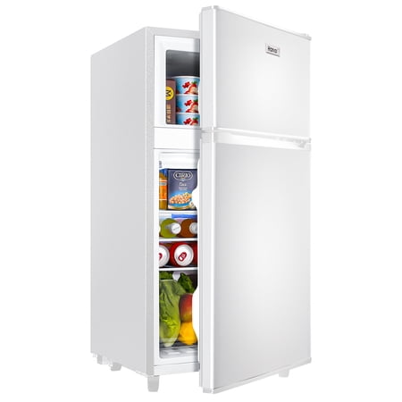 WANAI 3.5 Cu ft Two Door Mini Fridge with Freezer,White