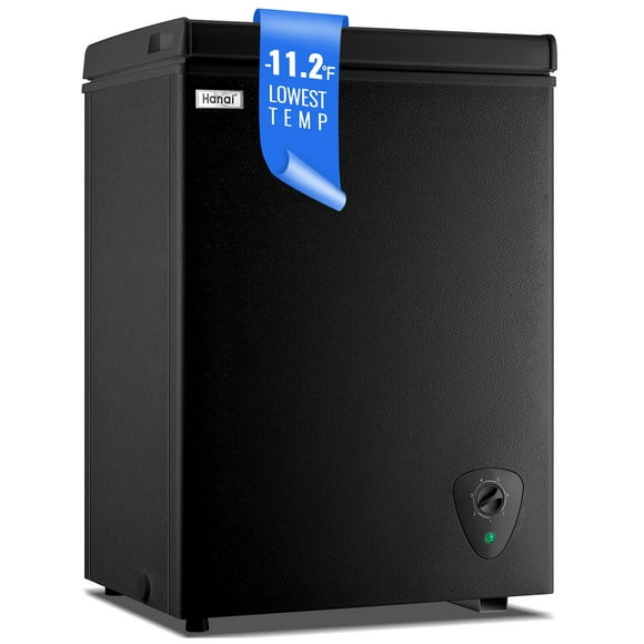 WANAI 3.5 Cubic Feet Chest Freezer Black deep Freezer with Adjustable Temp Knob Ideal for Any Room