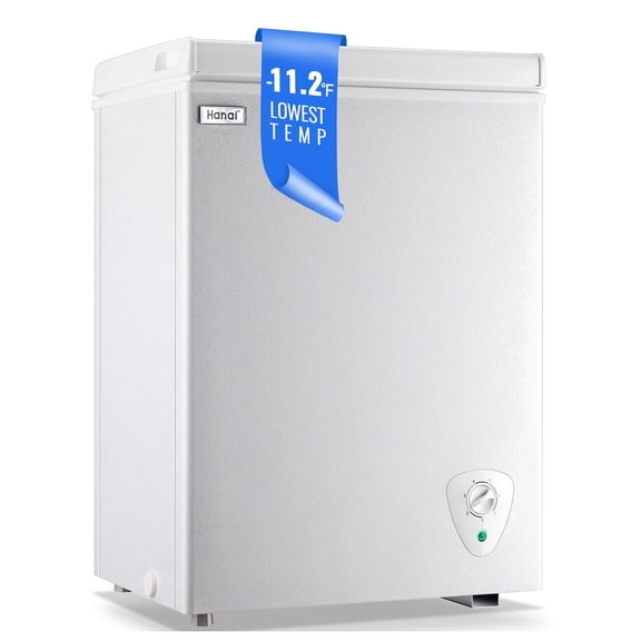 WANAI 3.5 Cubic Feet Chest Freezer White deep Freezer with Adjustable Temp Knob Ideal for Any Room