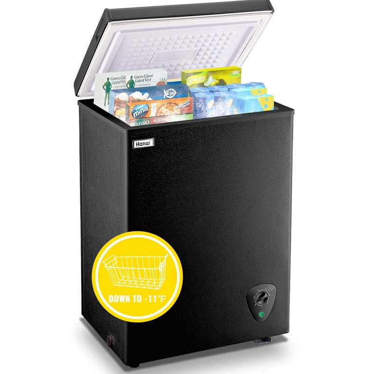 WANAI 3.5 cu ft Chest Freezer, Black, Energy-Saving R600a
