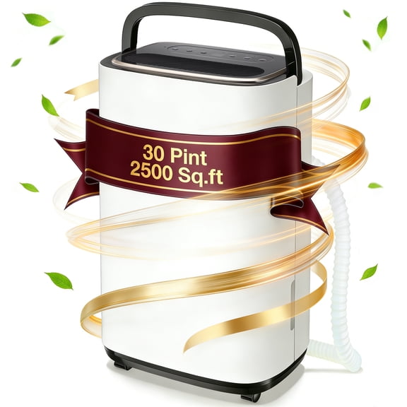 WANAI 30 Pint Dehumidifier for Large Spaces up to 2500 Sq.ft, with Drain Hose & 2.2L Water Tank, Auto Shut-Off, Ultra Quiet for Home, Basement, Bedroom, Garage