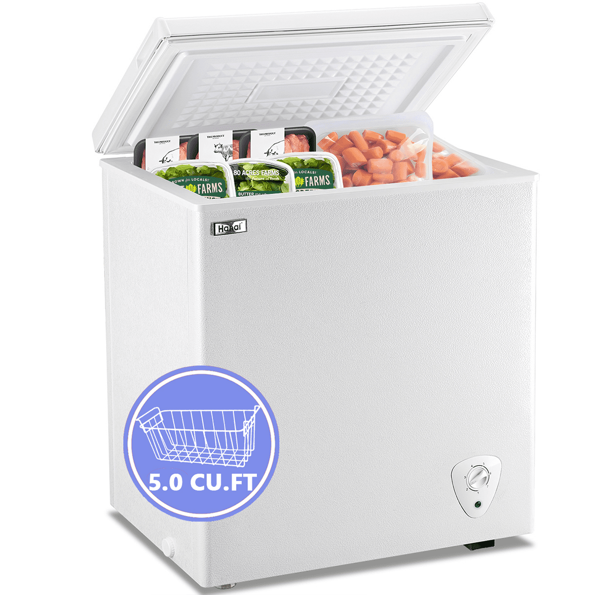 WANAI Chest Freezer 3.5 Cubic Feet Mini Small Deep Freezers with Adjustable  Thermostat Top Open Door Freezer Compressor Cooling with Rmovable Storage