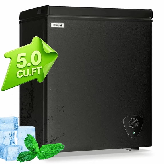WANAI 5.0 Cu.ft,Chest Freezer,Deep Freezer,Removable Storage Basket Freezer,Black
