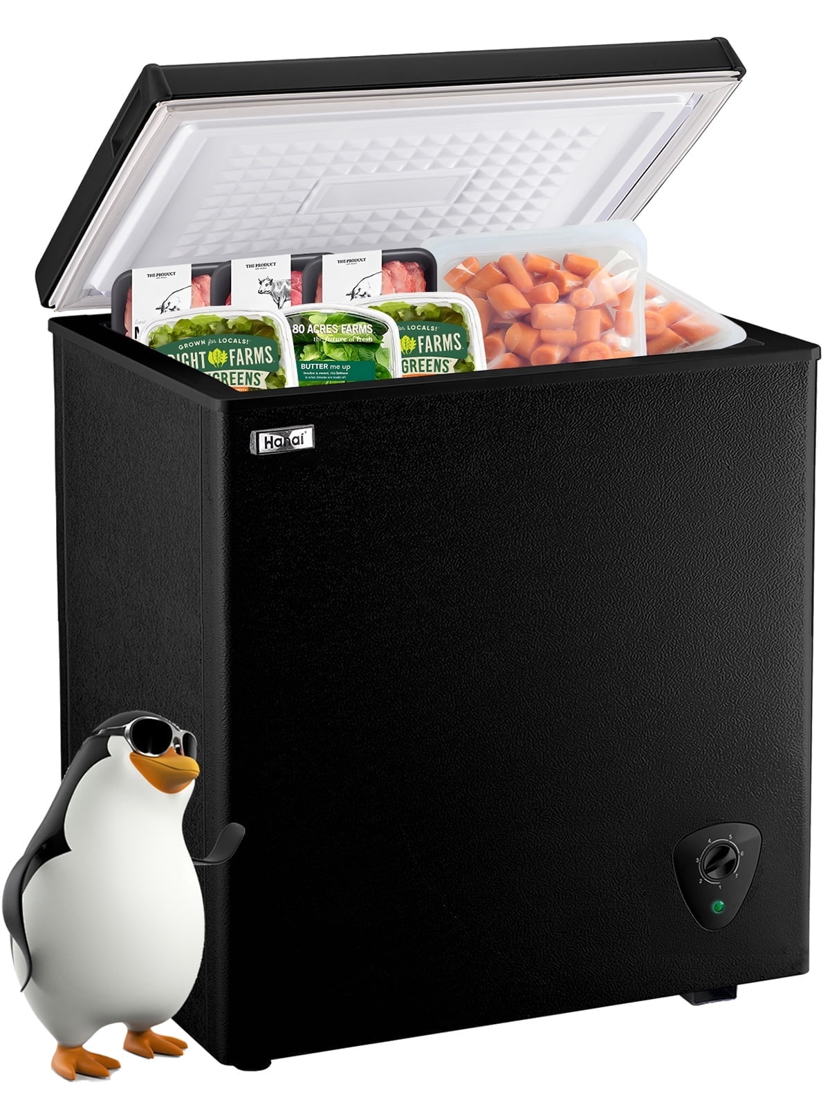 WANAI 5.0 Cu.ft Compact Freezer, Fast Cooling, Top Door Design, Energy-Efficient Deep Freezer Black