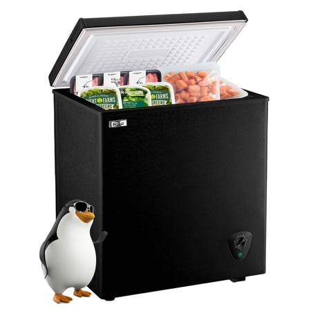 WANAI 5.0 Cu.ft Compact Freezer, Fast Cooling, Top Door Design, Energy-Efficient Deep Freezer Black
