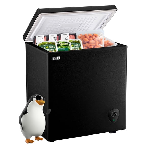 WANAI 5.0 Cu.ft Compact Freezer, Fast Cooling, Top Door Design, Energy-Efficient Deep Freezer Black