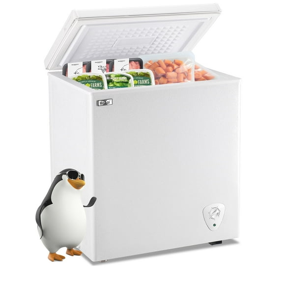 WANAI 5.0 Cu.ft Compact Freezer, Fast Cooling, Top Door Design, Energy-Efficient Deep Freezer White